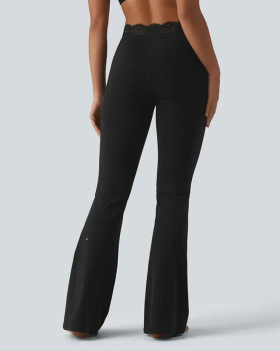 Pantalon Dentelle Taille Légèrement Évasé Yoga