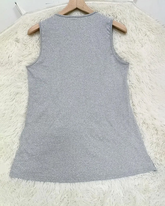 T-Shirt Unie Croix Ourlet Sans Manches