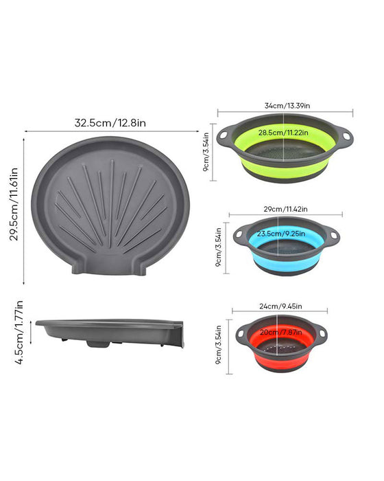 Ensemble Passoire Égouttoir De Cuisine Pliable Avec Plateau D'Égouttage