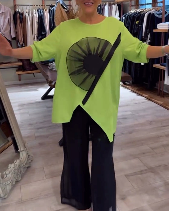 T-Shirt Imprimé Fleuri Manches Courtes Décontracté