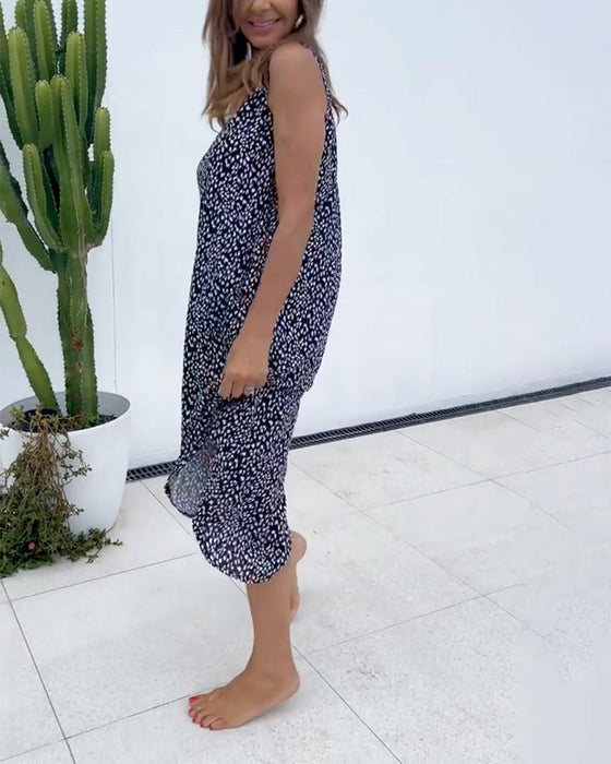 Robe imprimée sans manches col V