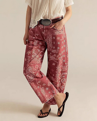 Jean Coupe Loose Imprimé Taille Moyenne