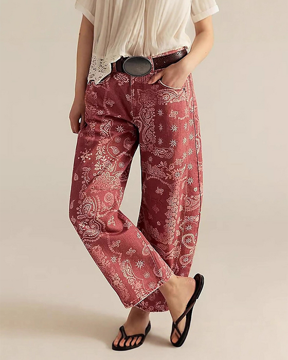 Jean Coupe Loose Imprimé Taille Moyenne
