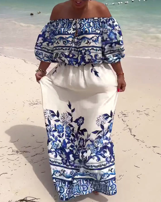 Robe Off-Shoulder Imprimé Resort