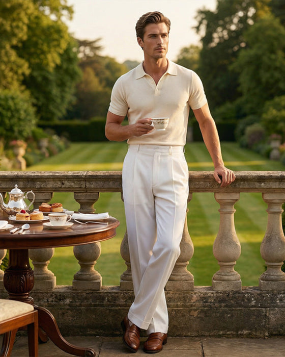 Pantalon Homme Décontracté Plissé Jambe Large