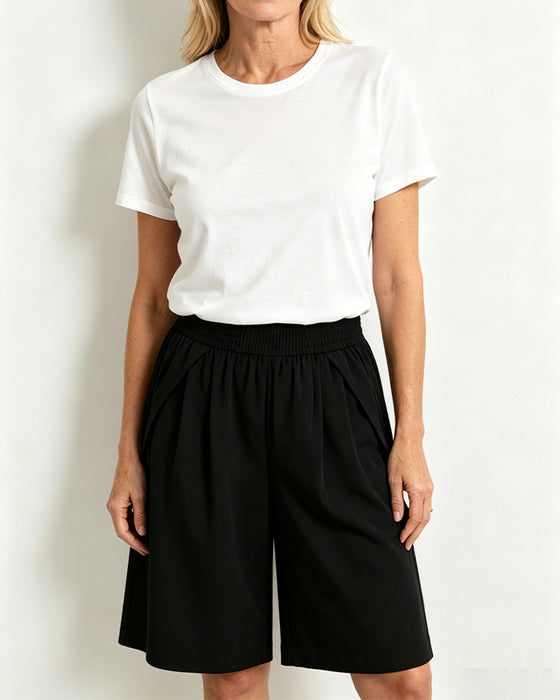 Short Taille Élastique Jambe Large