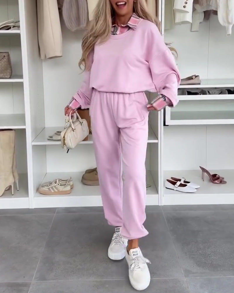 Ensemble Unie Et À Carreaux Patchwork Sport