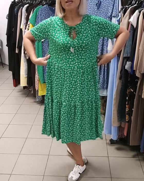 Robe Imprimé Floral Cravate Devant