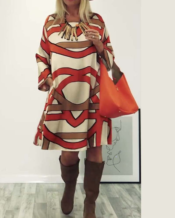 Robe imprimée design col rond