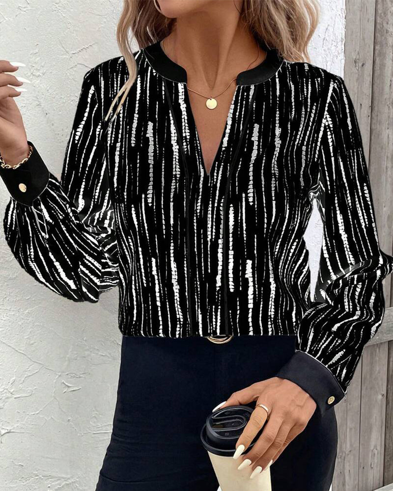 Blouse À Imprimé Géométrique Tendance
