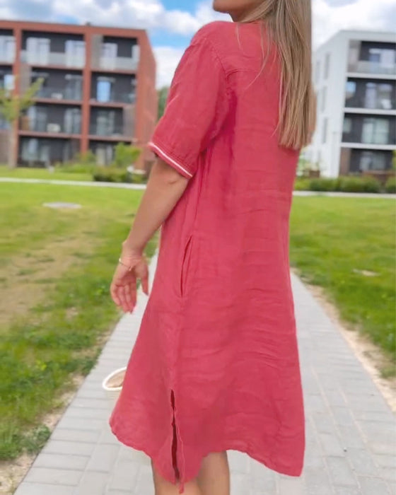 Robe Revers Bouton Décontractée