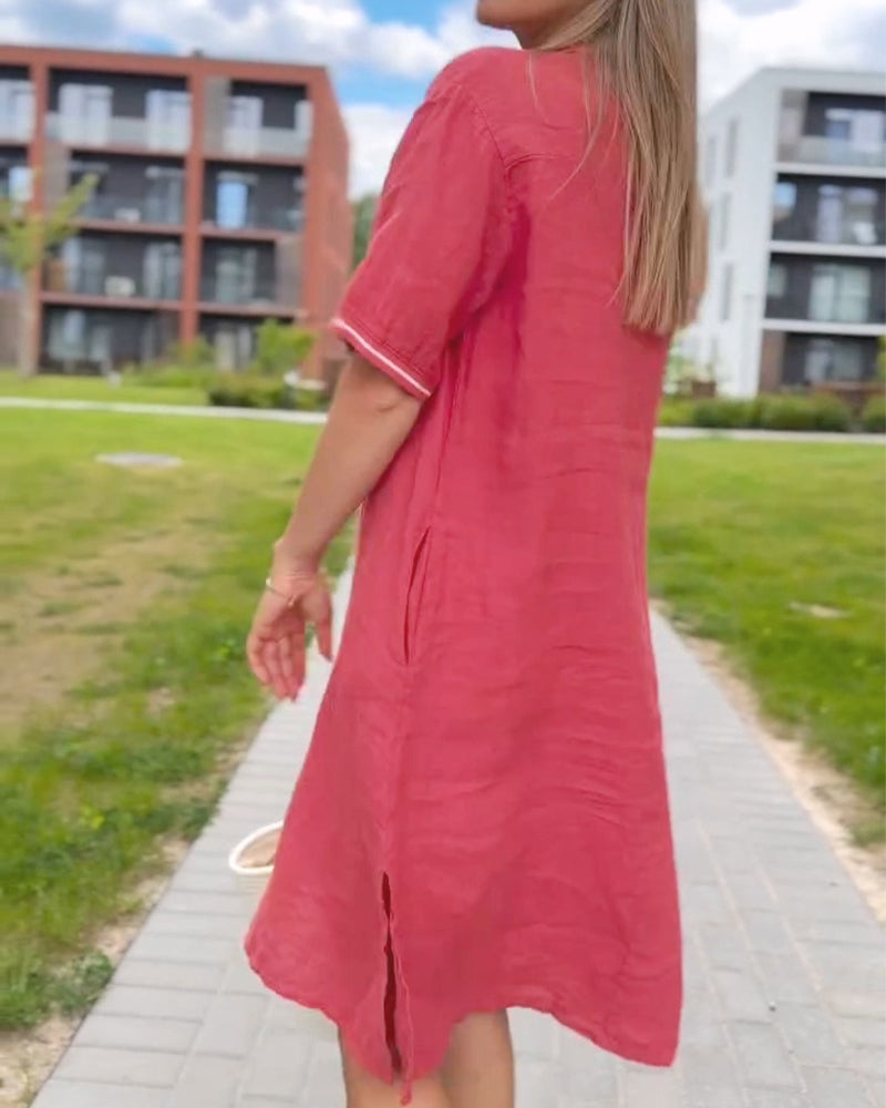 Robe Revers Bouton Décontractée