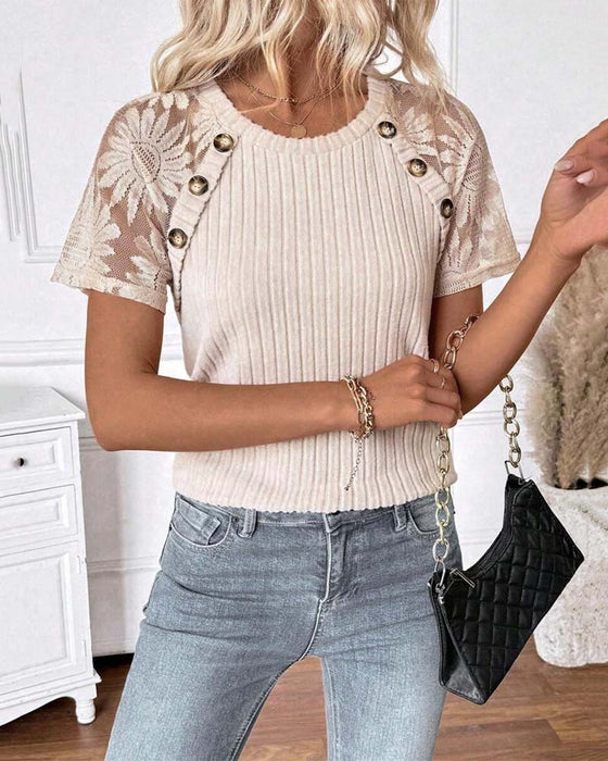 T-Shirt Col Rond Manches Raglan Uni