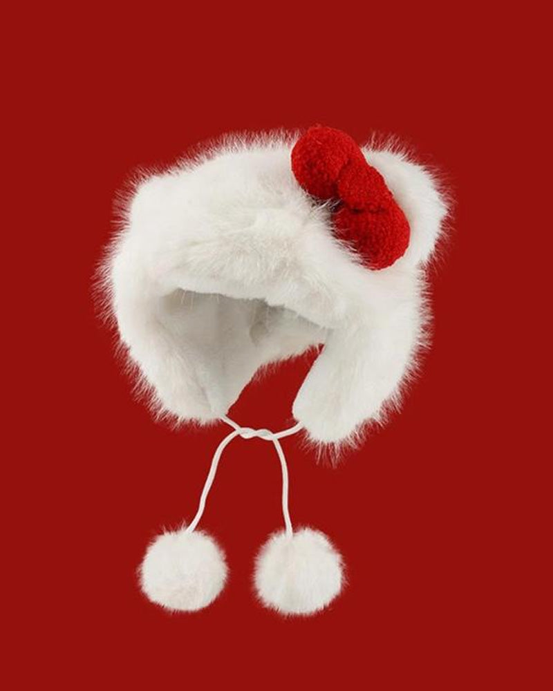 Chapeau Mignon Chat Oreille Design Pompon Décor Peluche