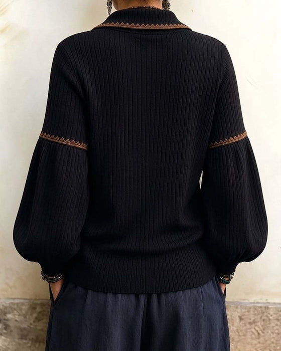 Manteau Col Rabattu Bouton Manche Lanterne