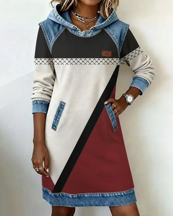 Robe À Manches Longues À Blocs De Couleur