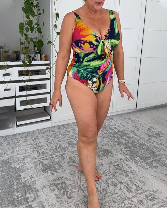 Maillot de Bain Monopièce Imprimé Feuilles