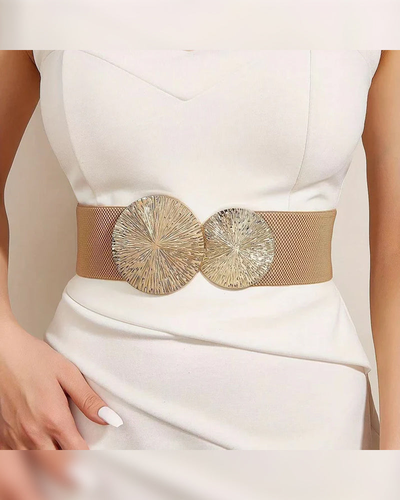 Ceinture Vintage Élastique Pour Femme Avec Boucle Dorée