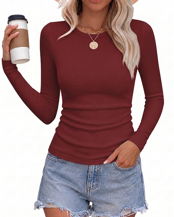 Haut Coupe Slim Manche Longue Col Rond