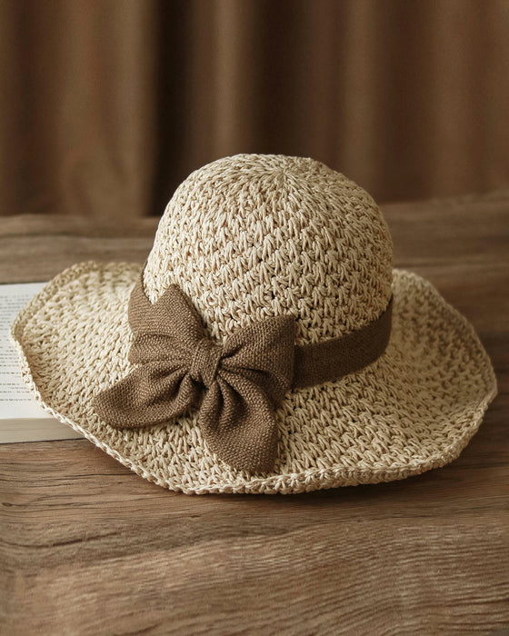 Chapeau Décontracté Vacances Nœud Papillon Paille