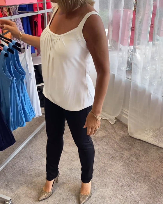 Haut sans manches décontracté uni plissé