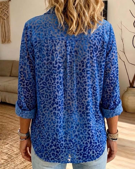 Chemise Léopard Poche Bouton