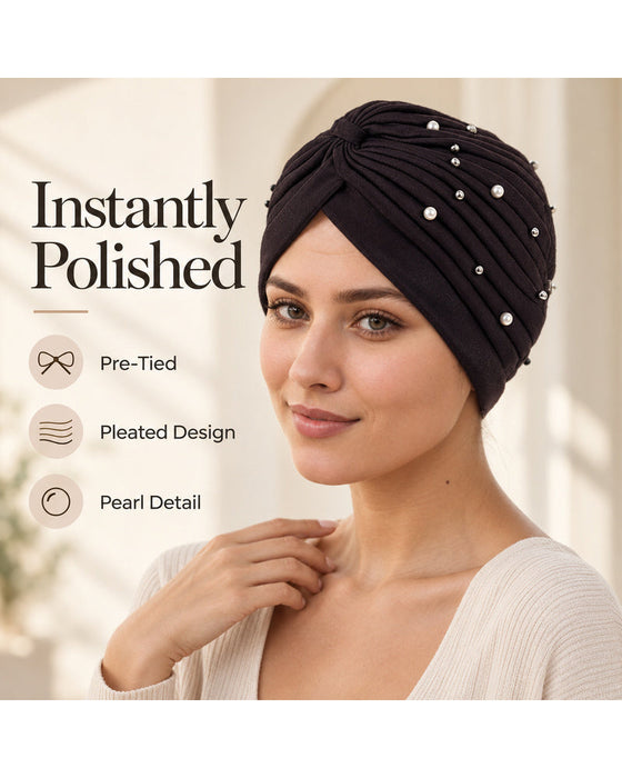 Chapeau Perle Plissé Pré-Noué Turban