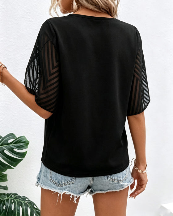 Blouse Élégante Col En V Bouton Décontractée