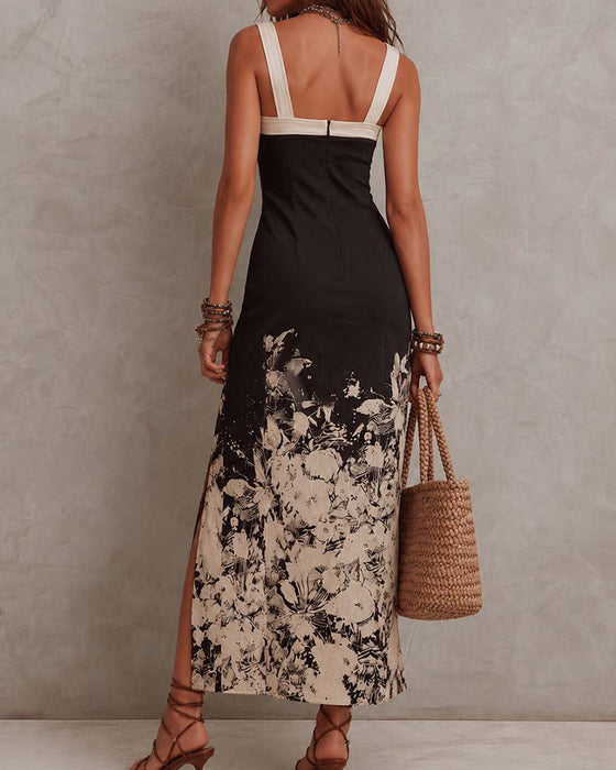 Robe Encre Lavage Camisole Bodycon Fente