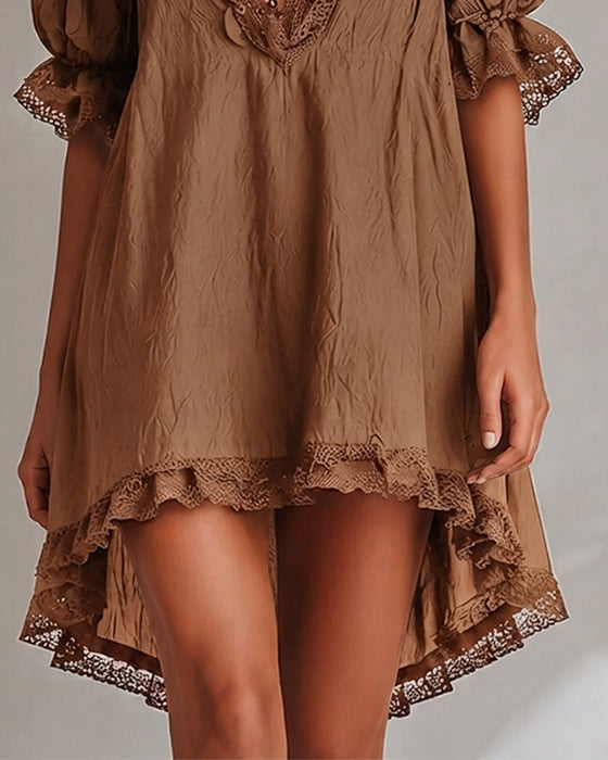 Robe Dentelle Patchwork Asymétrique