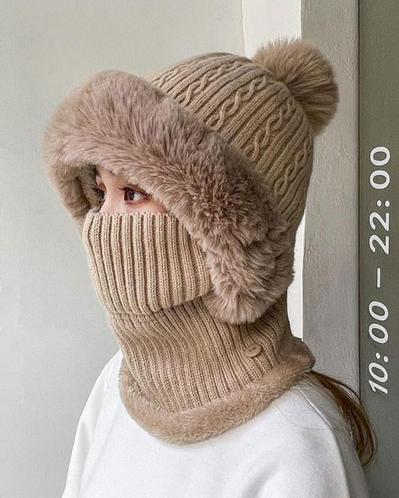 Bonnet Et Écharpe Tricotés Tout-En-Un