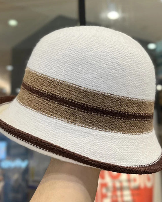 Chapeau Femme Pliable Rayé Cloche Seau