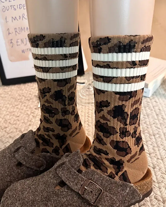 Chaussettes Imprimé Léopard Mi‑Mollet