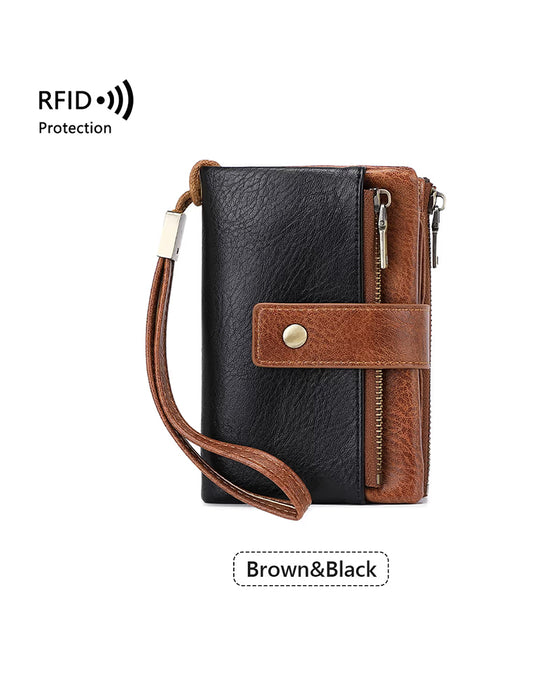 Portefeuille long femme, clutch élégante, portefeuille en cuir uni élégant avec protection RFID👛