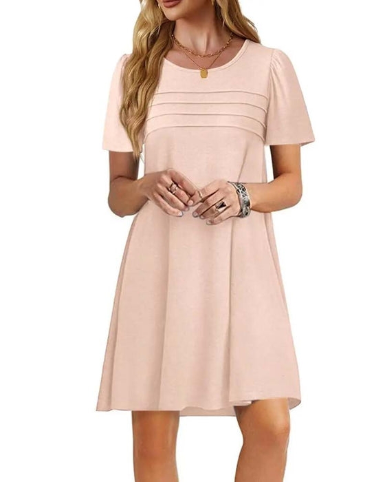 Robe Volant Manche Courte Col Rond