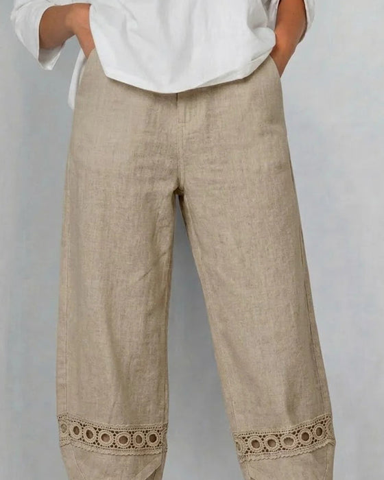Pantalon Uni Ajouré Décontracté