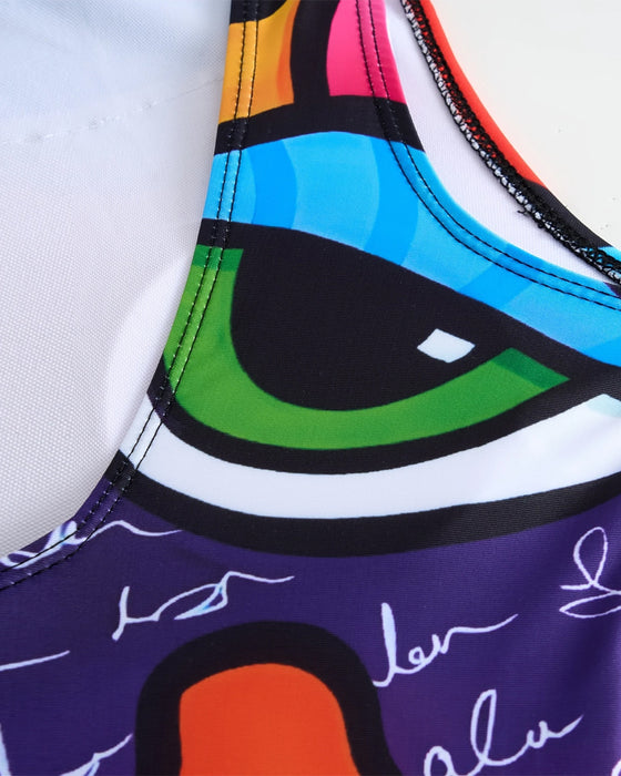 Maillot De Bain Sans Manches Imprimé Une-Pièce