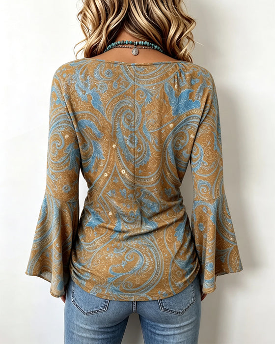 Blouse Col V Croix Volant