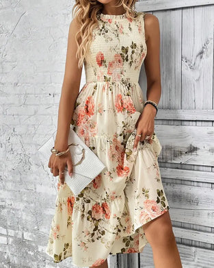 Robe Imprimé Floral Smocké