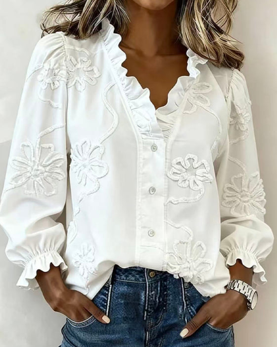 Blouse Volant Manche Bouffante