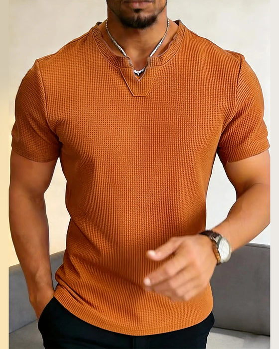 T-Shirt Homme À Motif Gaufré Décontracté