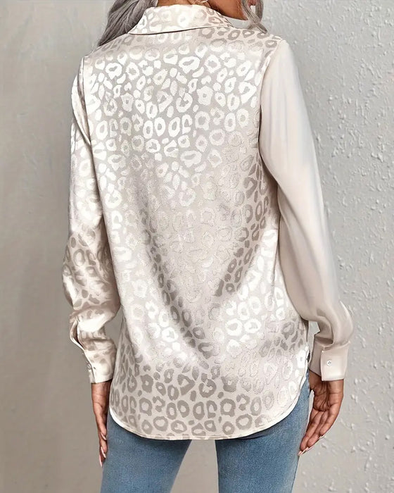 Chemise Satin Imprimé Léopard Incrustation