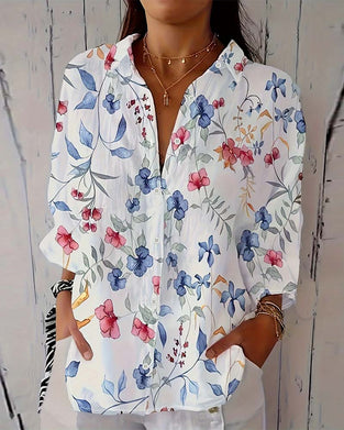 Blouse avec un Motif Floral Botanique