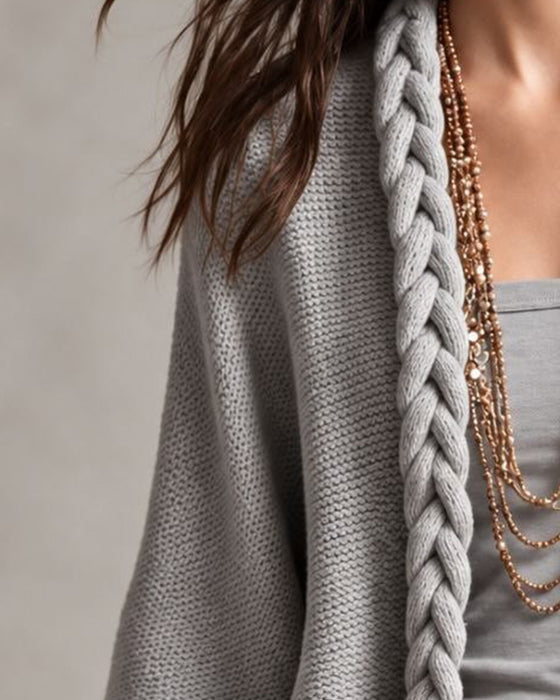 Cardigan Manche Lanterne Tricot Torsadé Pull