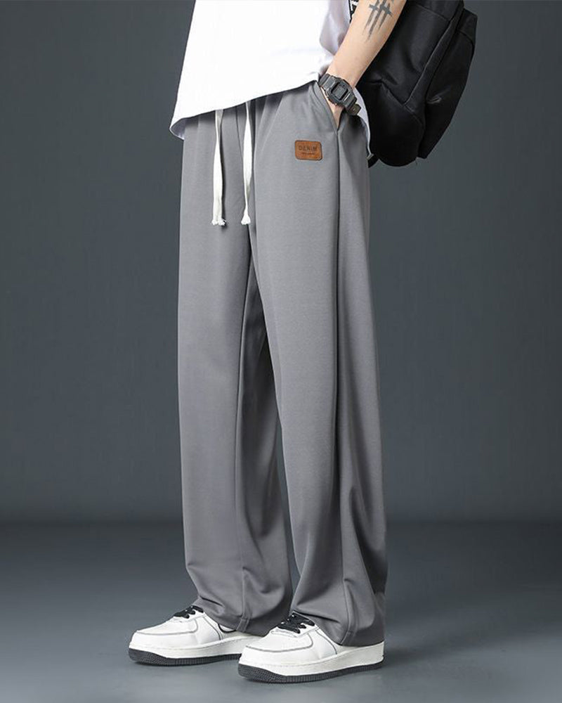 Pantalon Hommes Décontracté Cordon De Serrage Jambe Droite