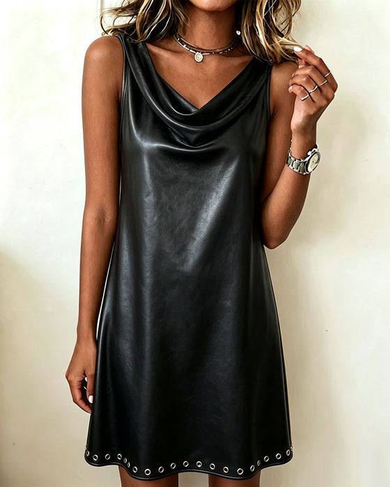 Robe Col Drapé Sans Manches Décontractée