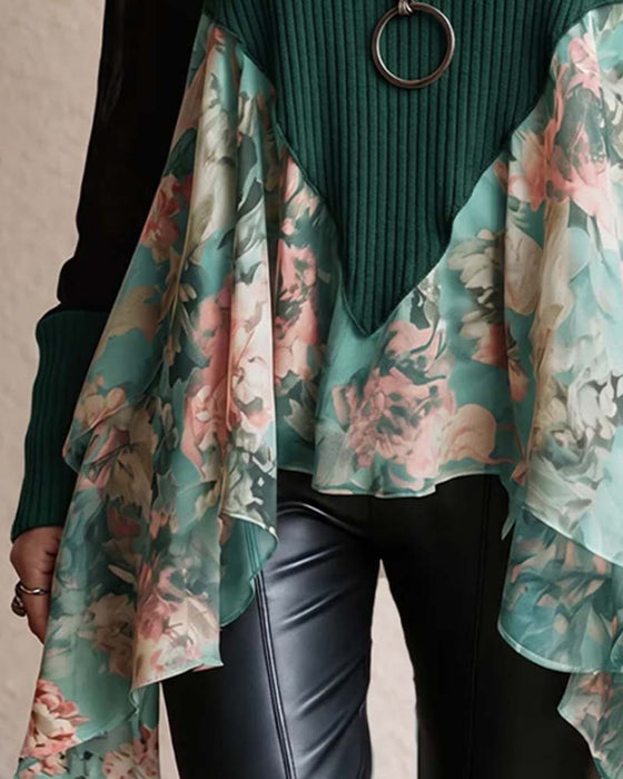 Blouse Patchwork Florale Irrégulière