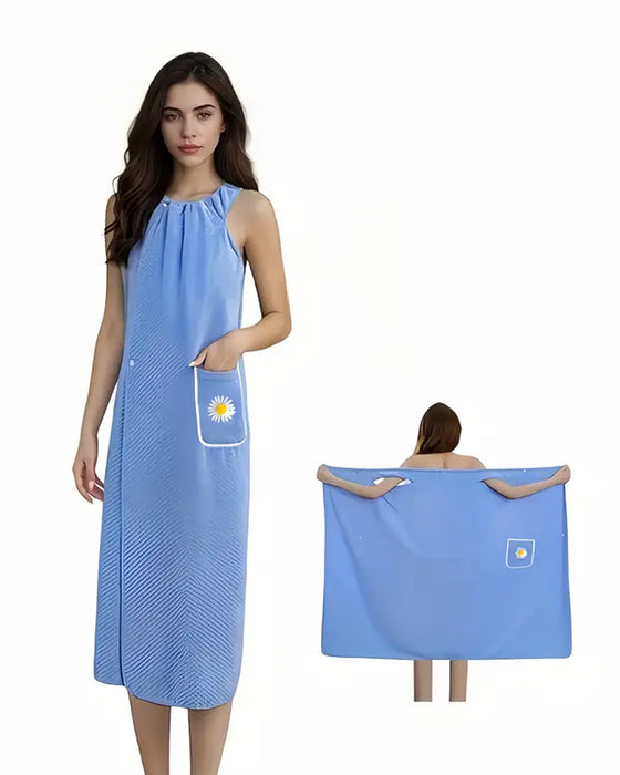 Doux Absorbant Séchage Rapide Portable Serviette De Bain Jupe Avec Poche À Motif Fleuri