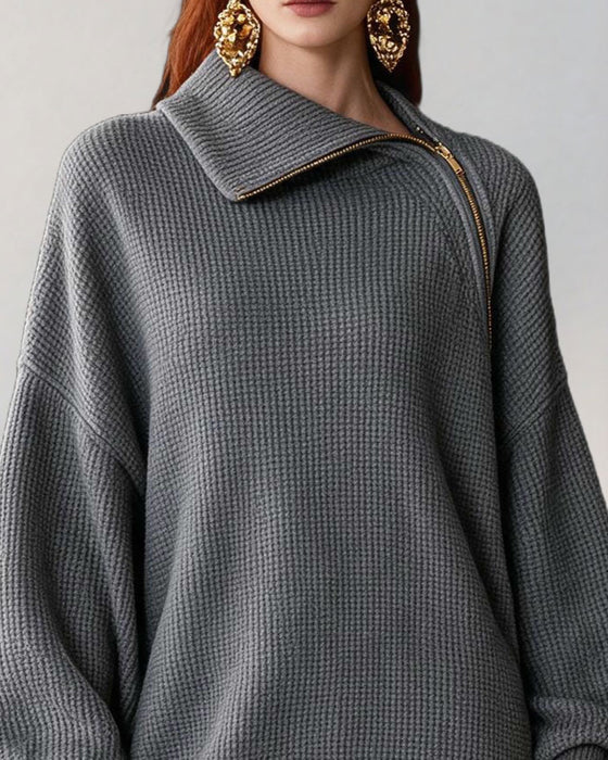 Robe Mode Fermeture Éclair Longue Tricotée