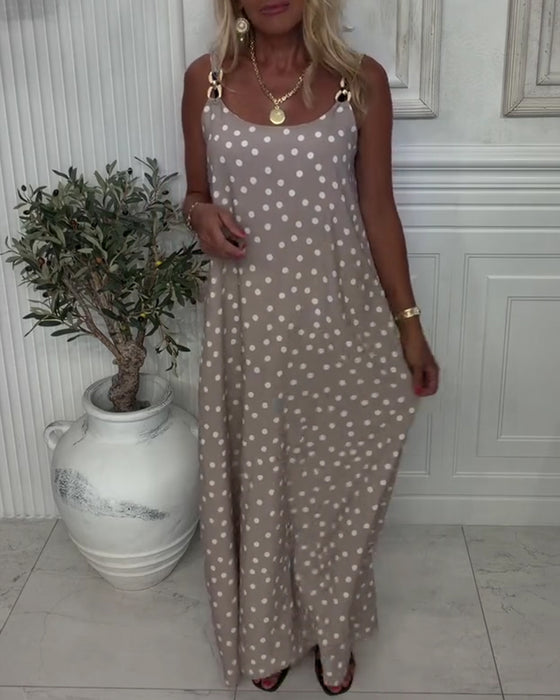 Robe Boucle Métallique Bretelles Pois